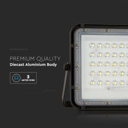 LED solarni reflektor za spoljašnju upotrebu, prigušiva, LED/10W/3,2V IP65 4000K 6000 mAh crna + daljinski upravljač