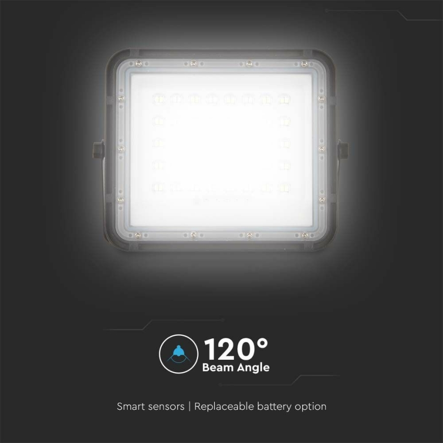 LED solarni reflektor za spoljašnju upotrebu, prigušiva, LED/10W/3,2V IP65 4000K 6000 mAh crna + daljinski upravljač