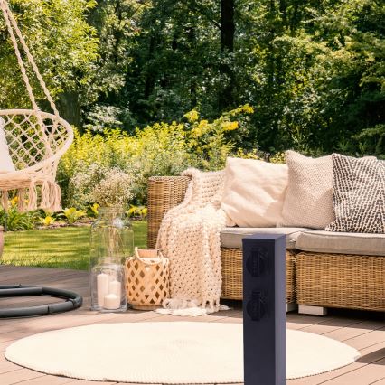 Spoljašnji stub sa 2x SCHUKO utičnice 230 V IP44, 40 cm, crni