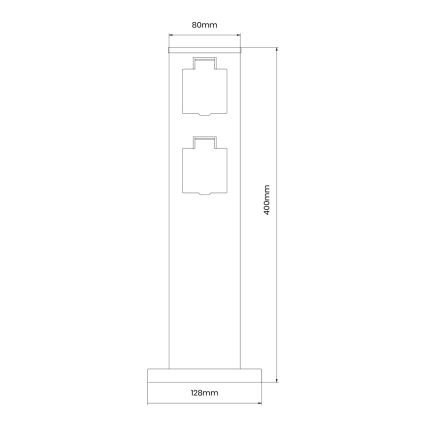 Spoljašnji stub sa 2x SCHUKO utičnice 230 V IP44, 40 cm, crni