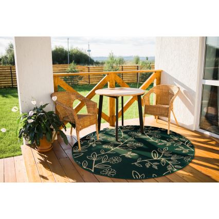 Spoljašnji tepih JUNGLE 135 cm, zelene boje/uzorak lišća
