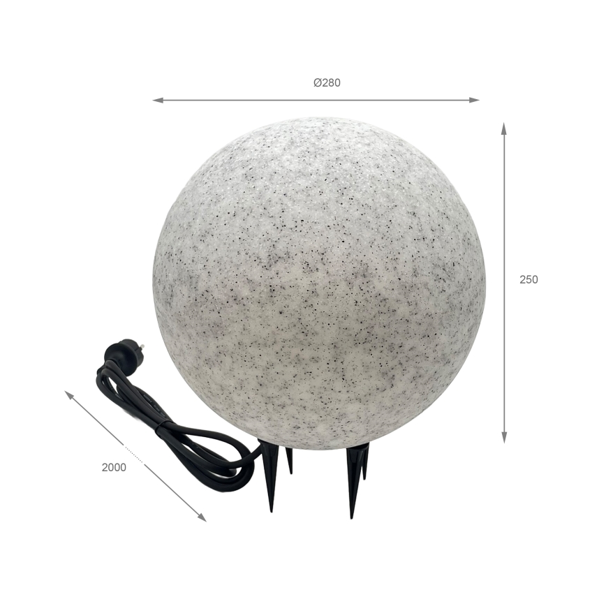 Spoljna dekorativna svetiljka LUMISTONE 1xE27/15W/230V IP65 prečnik 28 cm
