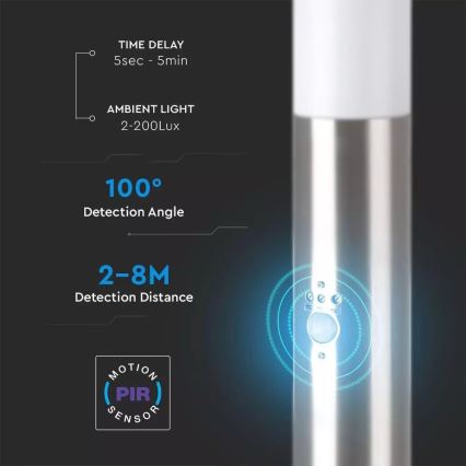 Spoljna lampa sa senzorom 1xE27/60W/230V IP44 80cm mat hrom