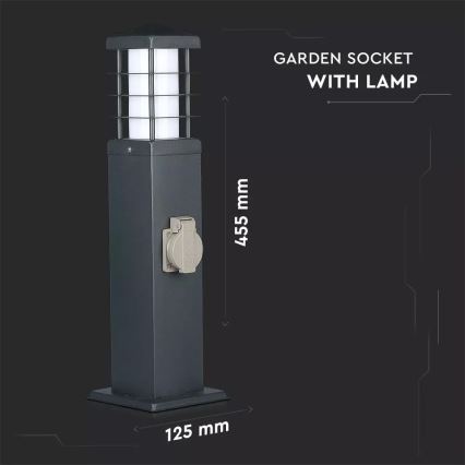 Spoljna lampa sa SCHUKO utičnicama 1xE27/13W/230V IP44
