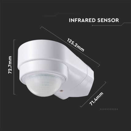 Spoljni infracrveni senzor pokreta 240° 600W/230V IP65, beo
