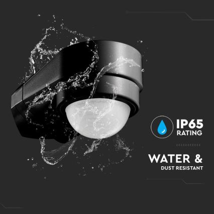 Spoljni infracrveni senzor pokreta 240° 600W/230V IP65 crni