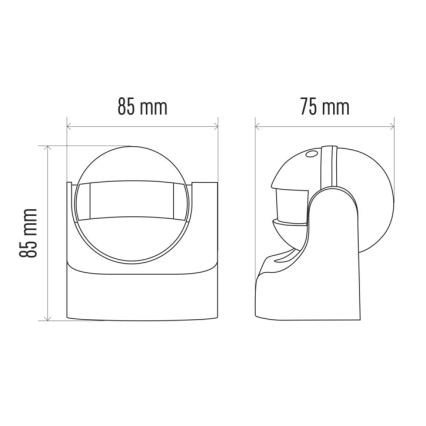 Spoljni PIR senzor pokreta B 180° 1200W/230V IP44 crni