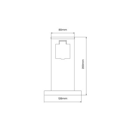 Spoljni stub sa 1x SCHUKO utičnicom, 230 V, IP44, 20 cm, crne boje