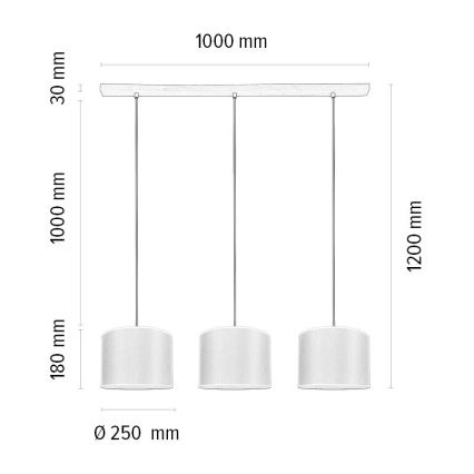 Luster na sajli BENITA 3xE27/40W/230V braon/hrast