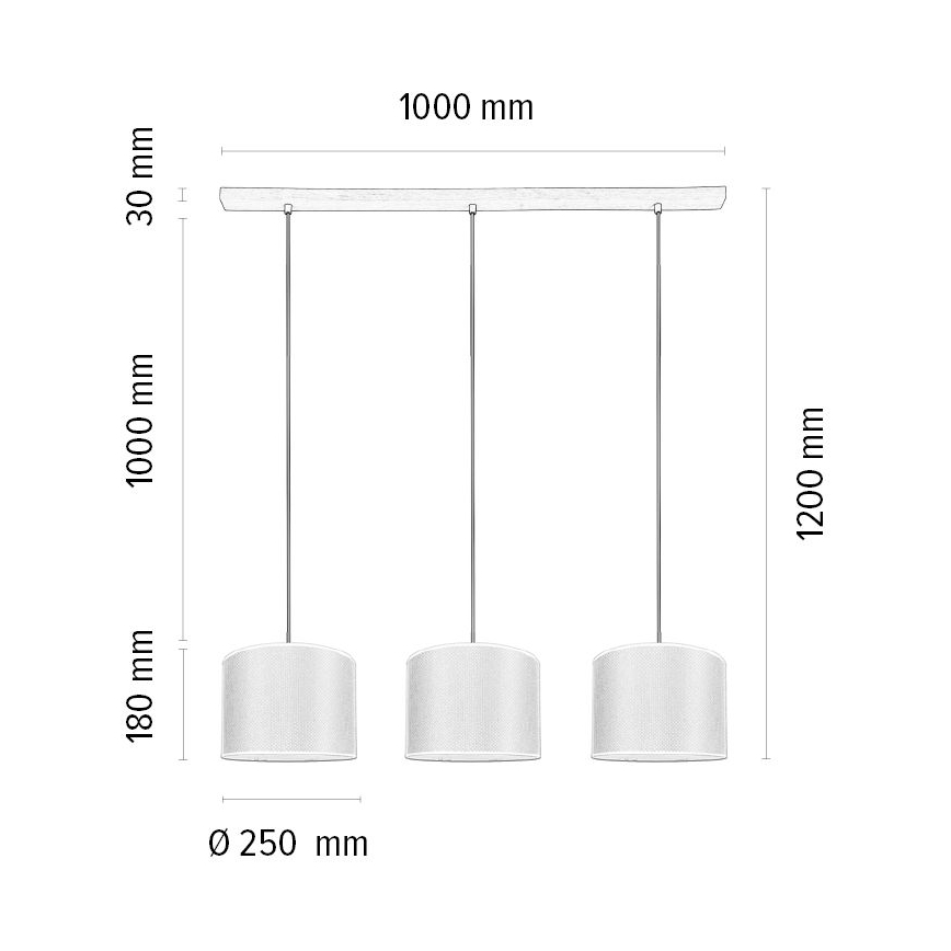 Luster na sajli BENITA 3xE27/40W/230V braon/hrast