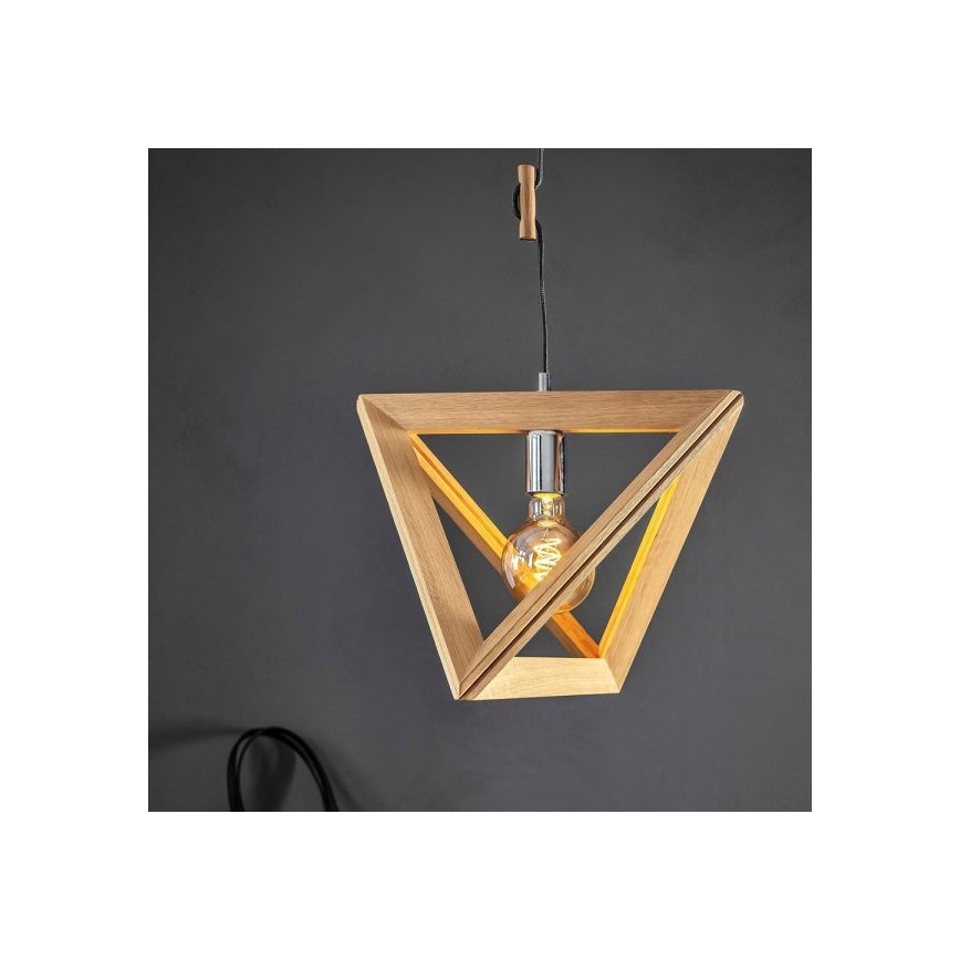 Luster na lanku TRIGONON 1xE27/60W/230V matni hrast