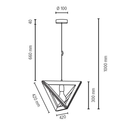 Luster na lanku TRIGONON 1xE27/60W/230V matni hrast