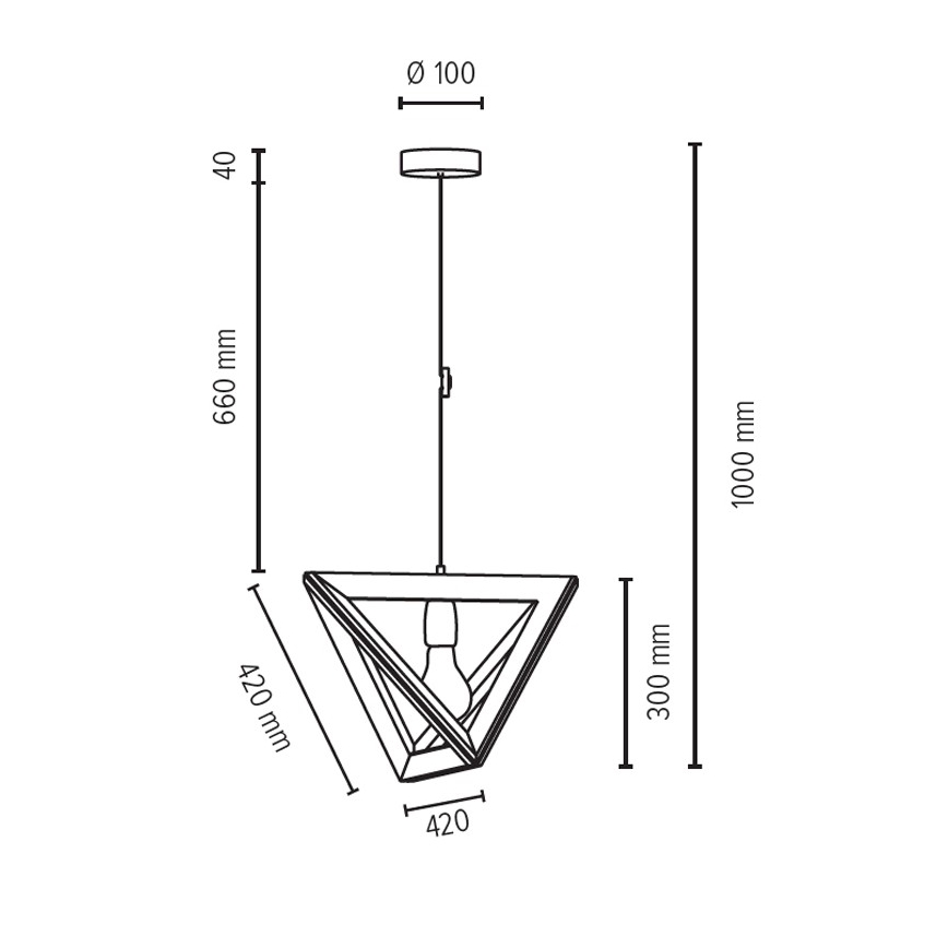 Luster na lanku TRIGONON 1xE27/60W/230V matni hrast