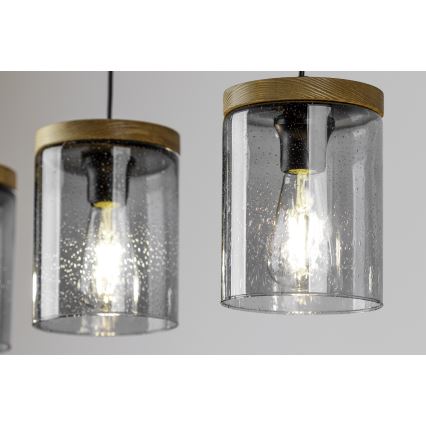 Luster na sajli MONSUN 1xE27/60W/230V od borovine