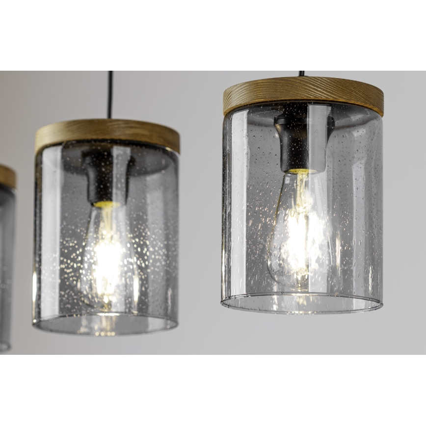 Luster na sajli MONSUN 1xE27/60W/230V od borovine