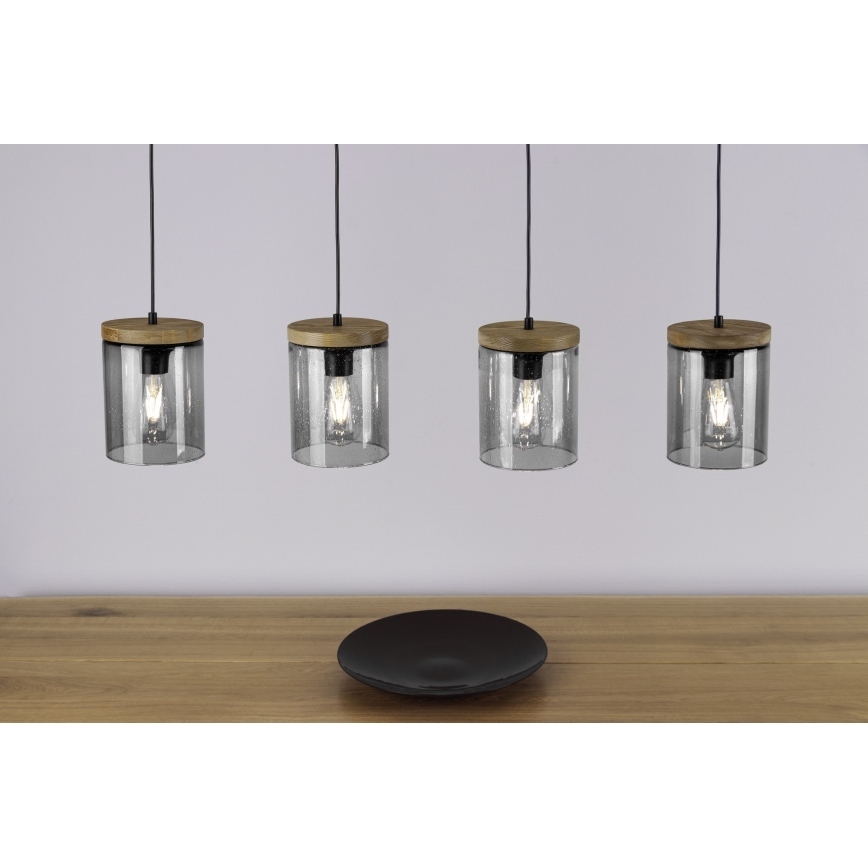 Luster na sajli MONSUN 1xE27/60W/230V od borovine