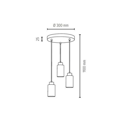 Luster na sajli BOSCO 3xE27/60W/230V