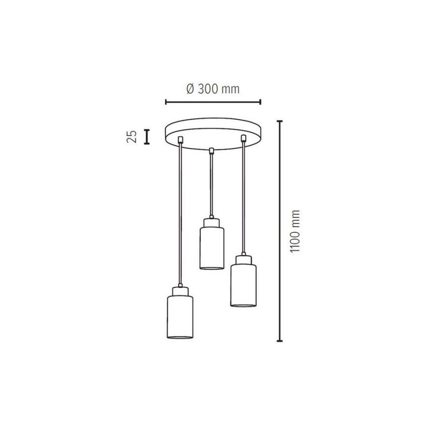 Luster na sajli BOSCO 3xE27/60W/230V