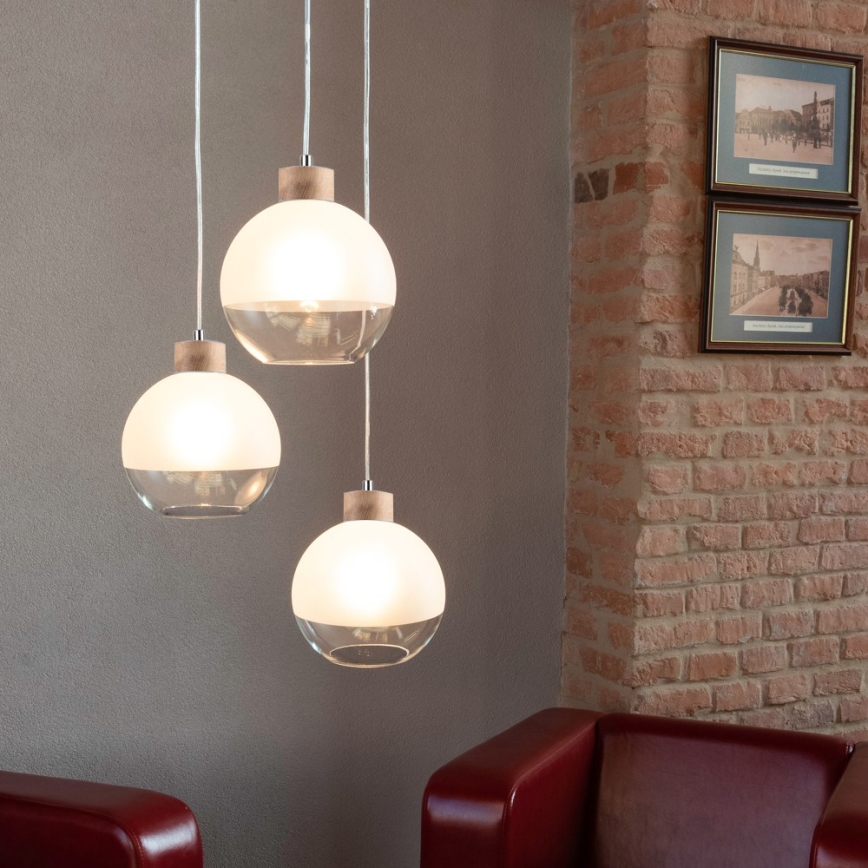 Luster na sajli LINEA 3xE27/60W/230V hrast