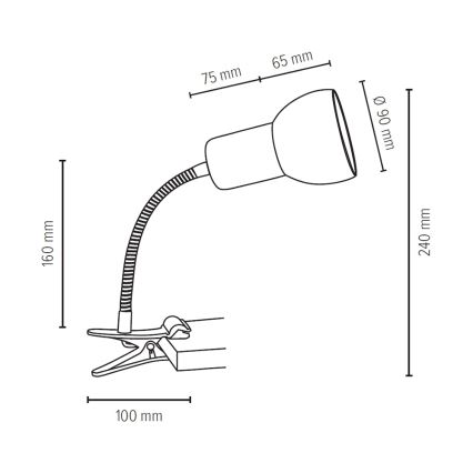 Fleksibilna lampa sa stezaljkom SVENDA 1xE27/60W/230V hrast/bela