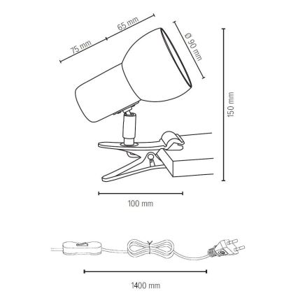 Lampa sa klipsom SVENDA 1xE27/60W/230V hrast/zlatna