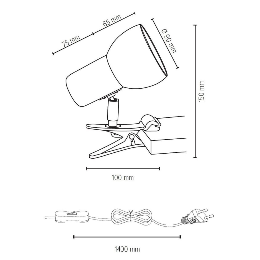 Lampa sa stezaljkom SVENDA 1xE27/60W/230V hrast/siva