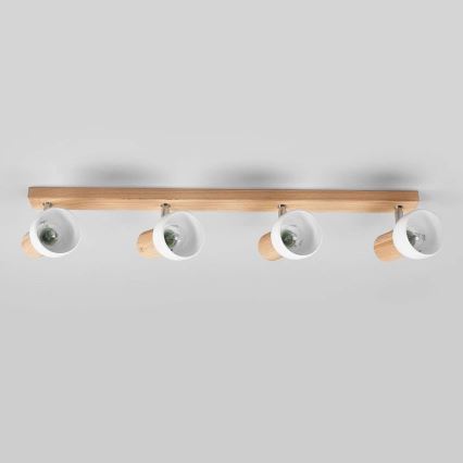 Stropno spot svetlo SVENDA 4xE27/60W/230V hrast/bela
