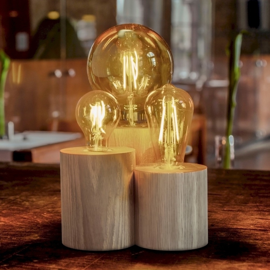 Stona lampa VINCENT 3xE27/15W/230V hrast