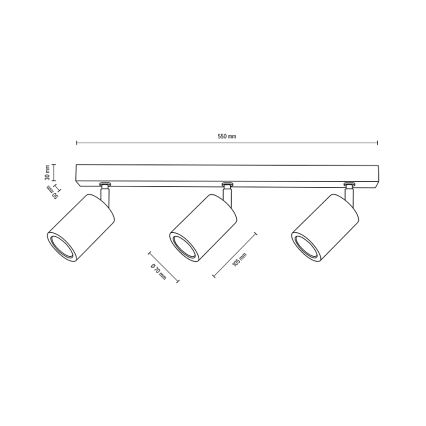LED stropni spot MATTI 3xGU10/5W/230V hrast