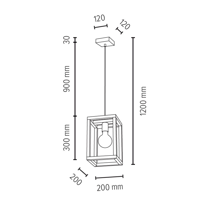 Luster na lanku KAGO 1xE27/60W/230V matni hrast