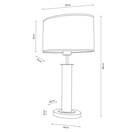 Stona lampa MERCEDES 1xE27/40W/230V, 46 cm, krem/hrast