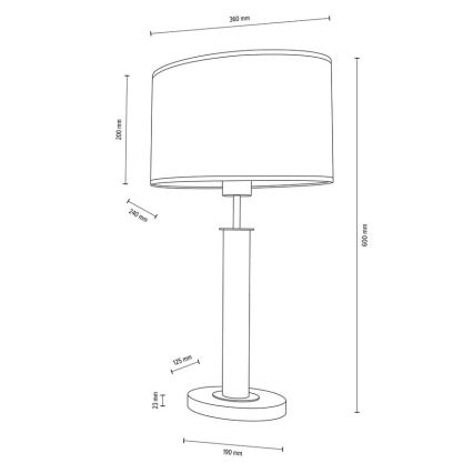 Stona lampa MERCEDES 1xE27/40W/230V 60 cm krem/hrast