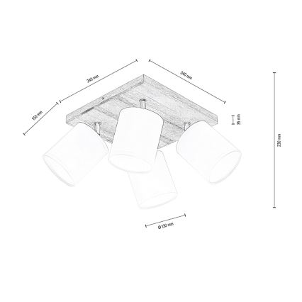 Stropno spot svetlo APRILLIA 4xE27/25W/230V hrast/belo