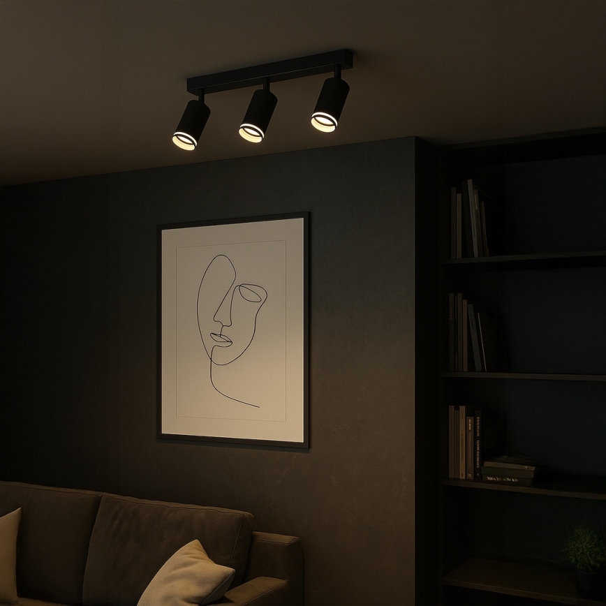 Spot svetiljka PIPE 3xGU10/10W/230V crna