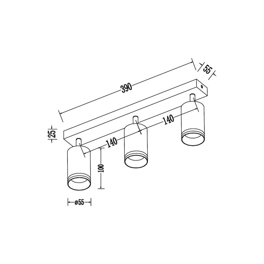 Spot svetiljka PIPE 3xGU10/10W/230V crna