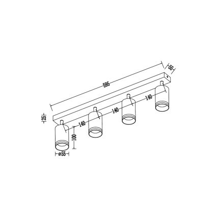 Spot svetiljka PIPE 4xGU10/10W/230V crna