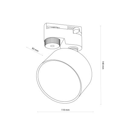 Spot svetiljka za 1-fazni šinski sistem AVIA 1xGX53/15W/230V crna