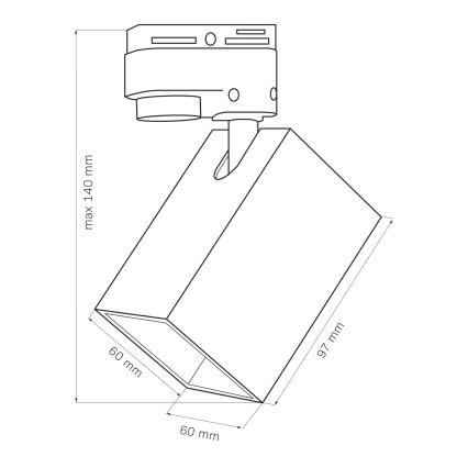 Spot svetiljka za šinski sistem SQUARE 1xGU10/10W/230V crna
