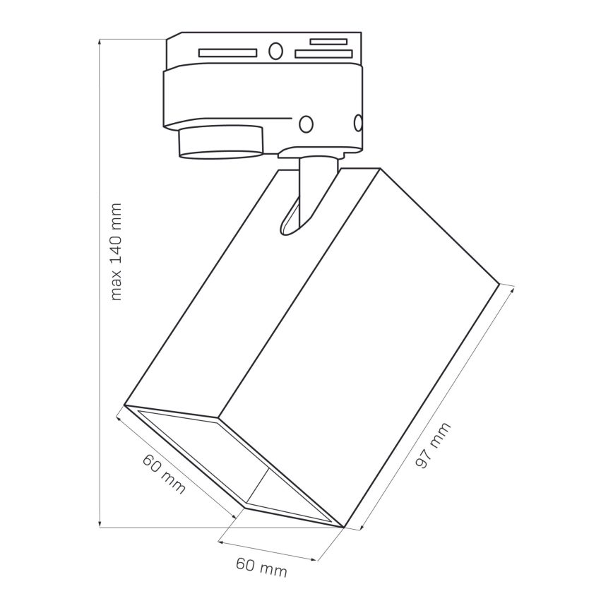 Spot svetiljka za šinski sistem SQUARE 1xGU10/10W/230V crna