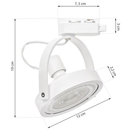 Spot svetlo za šinski sistem LUGAR 1xAR111 - GU10/25W/230V