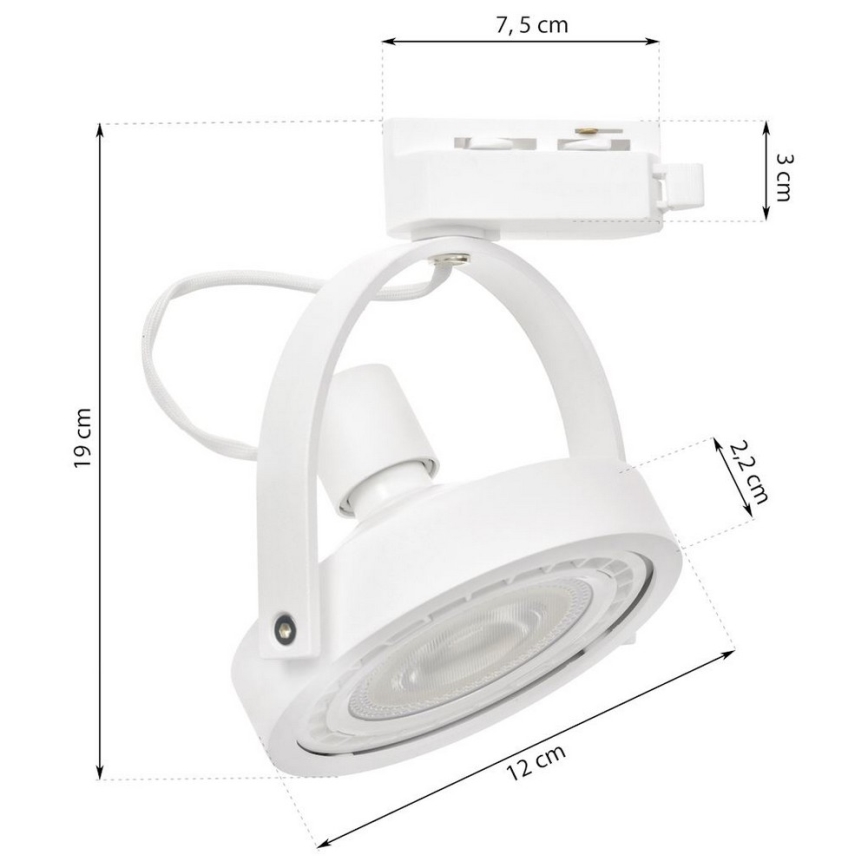 Spot svetlo za šinski sistem LUGAR 1xAR111 - GU10/25W/230V