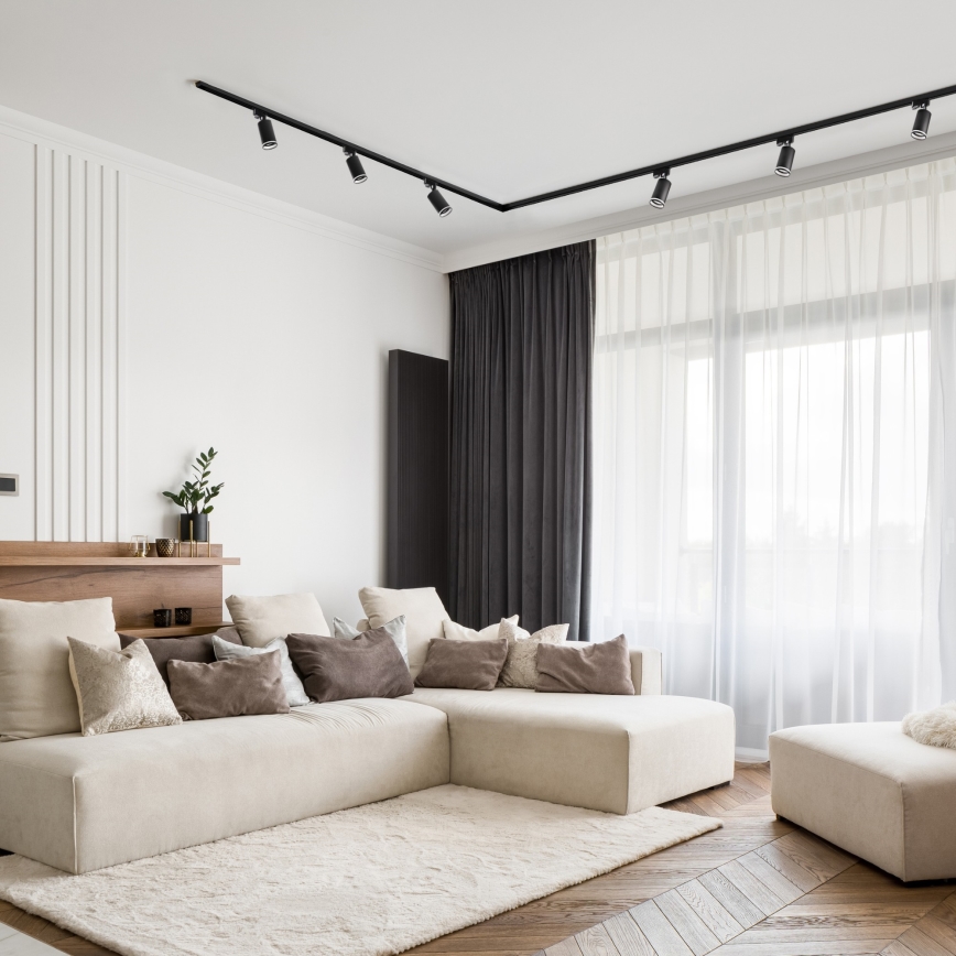 Reflektor za šinski sistem PARIS 6xGU10/10W/230V + 2x1 m šinski sistem, crne boje