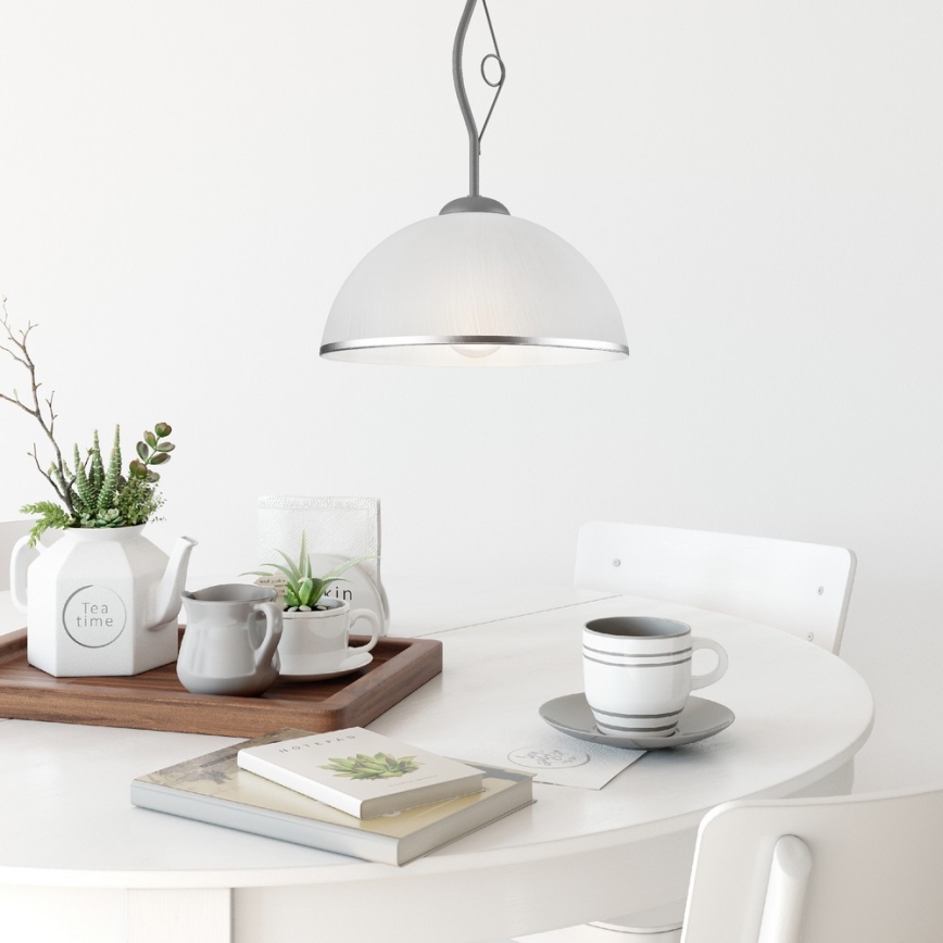 Srebrni RETRO luster na štangu 1xE27/60W/230V