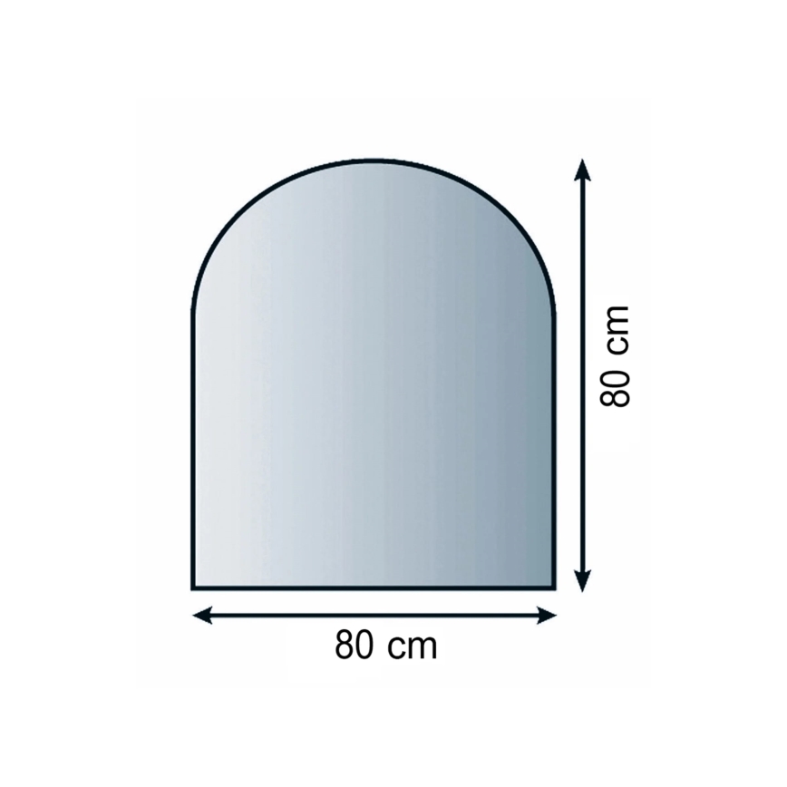 Staklena ploča za zaštitu ispod peći 800x800x8 mm, polukružnog oblika