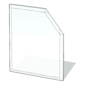 Staklena podloga za kamin 1250x1250x8 mm — kvadrat sa isečenim uglovima