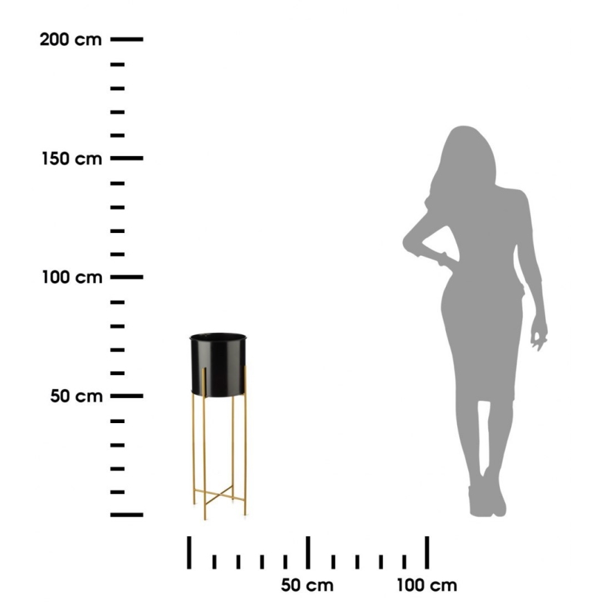 Stalak za cveće 75x17 cm, crno-zlatni