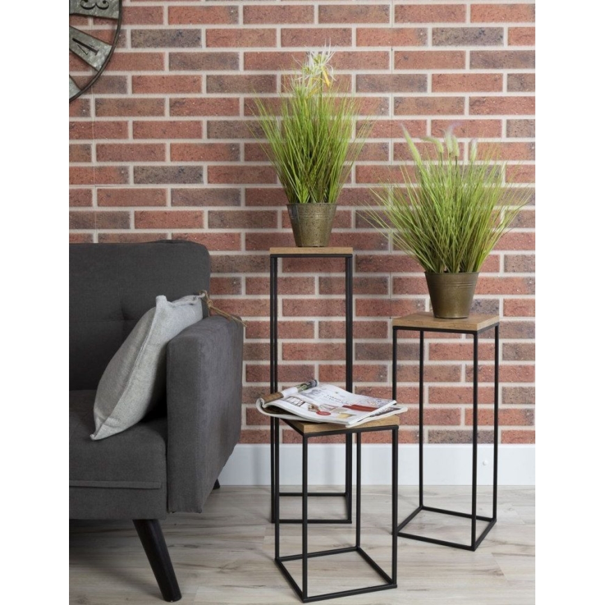 Stalak za cveće BASICLOFT 80x24 crna/smeđa