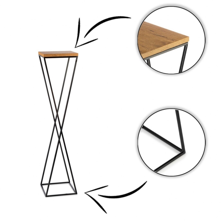 Stalak za cveće LOFT 100x24 cm crna/braon