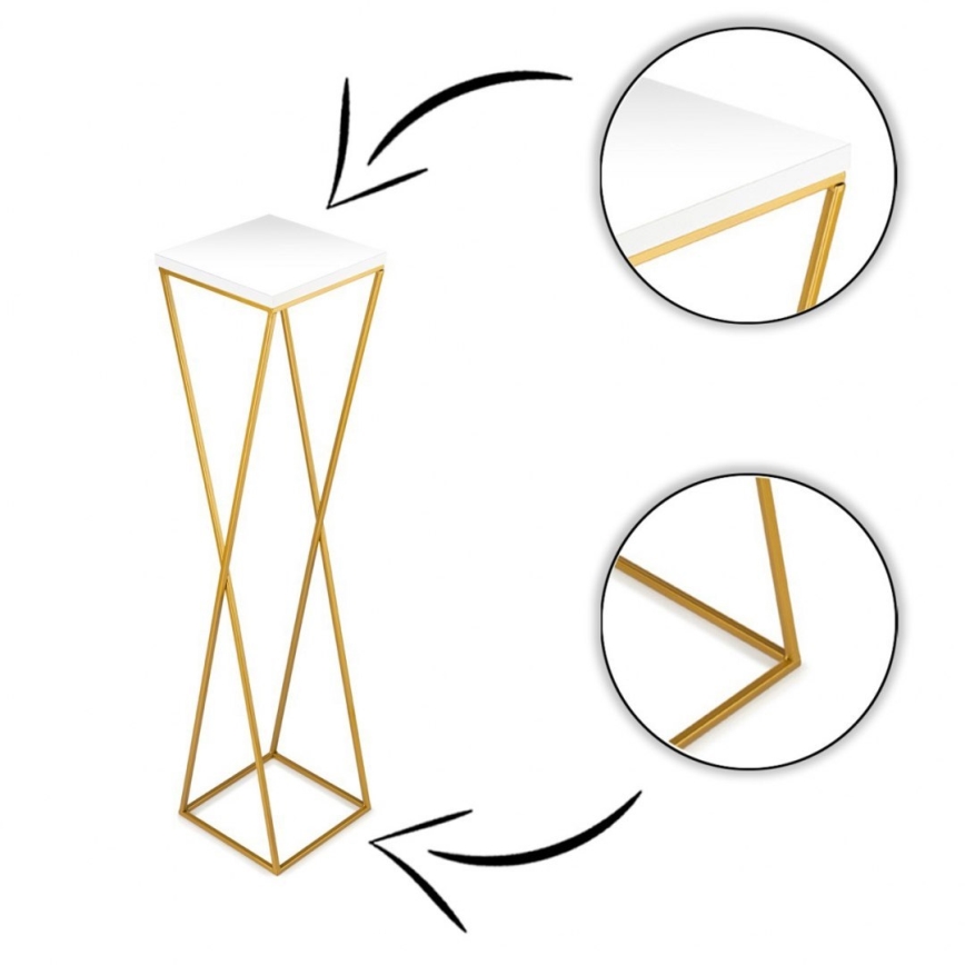 Stalak za cveće LOFT 100x24 cm zlatna/bela