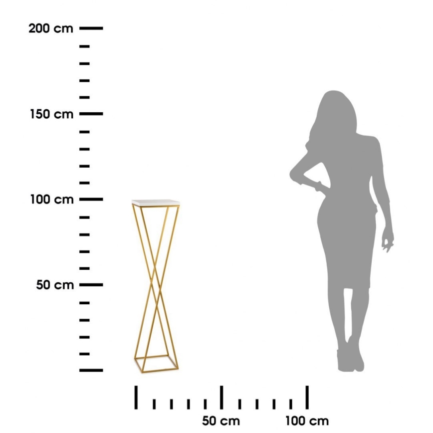 Stalak za cveće LOFT 100x24 cm zlatna/bela